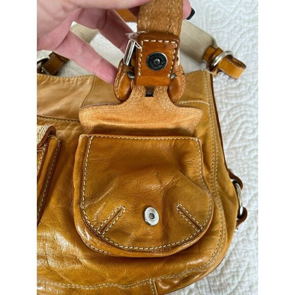 Francesco Biasia Whiskey Saddle Leather Shoulder Hobo Bag Double Front P… - Picture 9 of 12